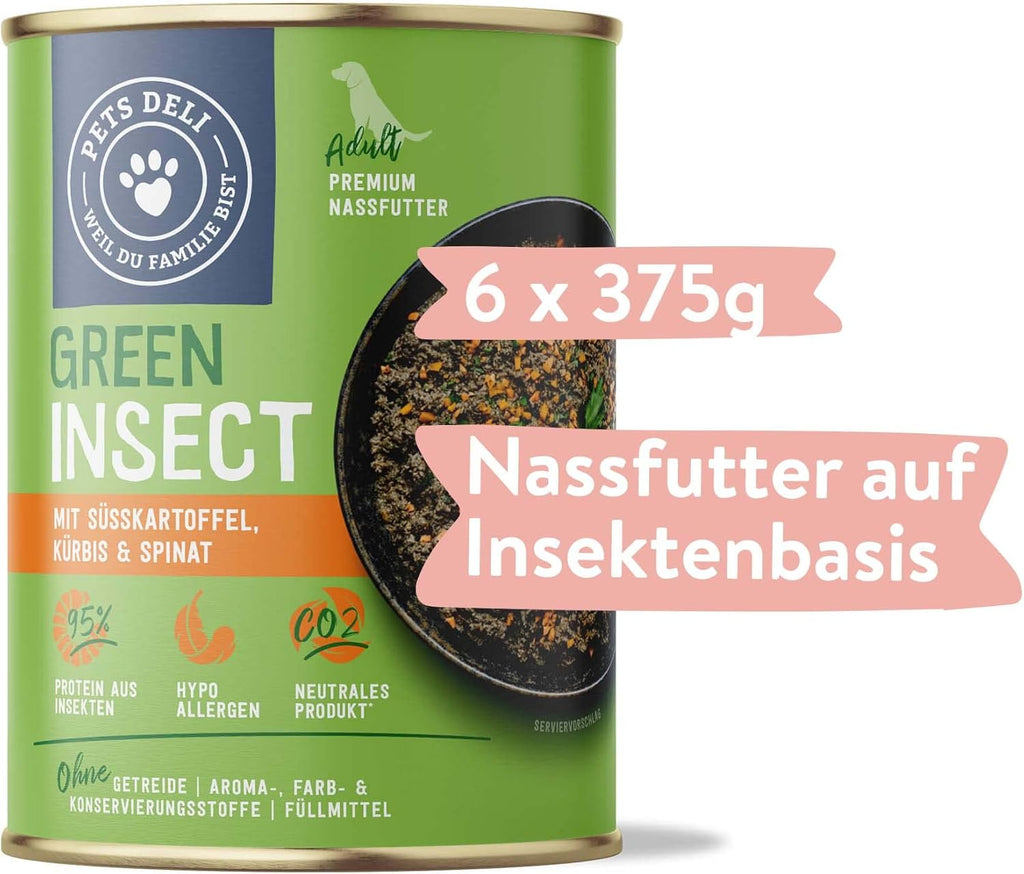 Pets Deli Green Insect Hunde Nassfutter Insektenbasis 6x375g verschiedene Sorten