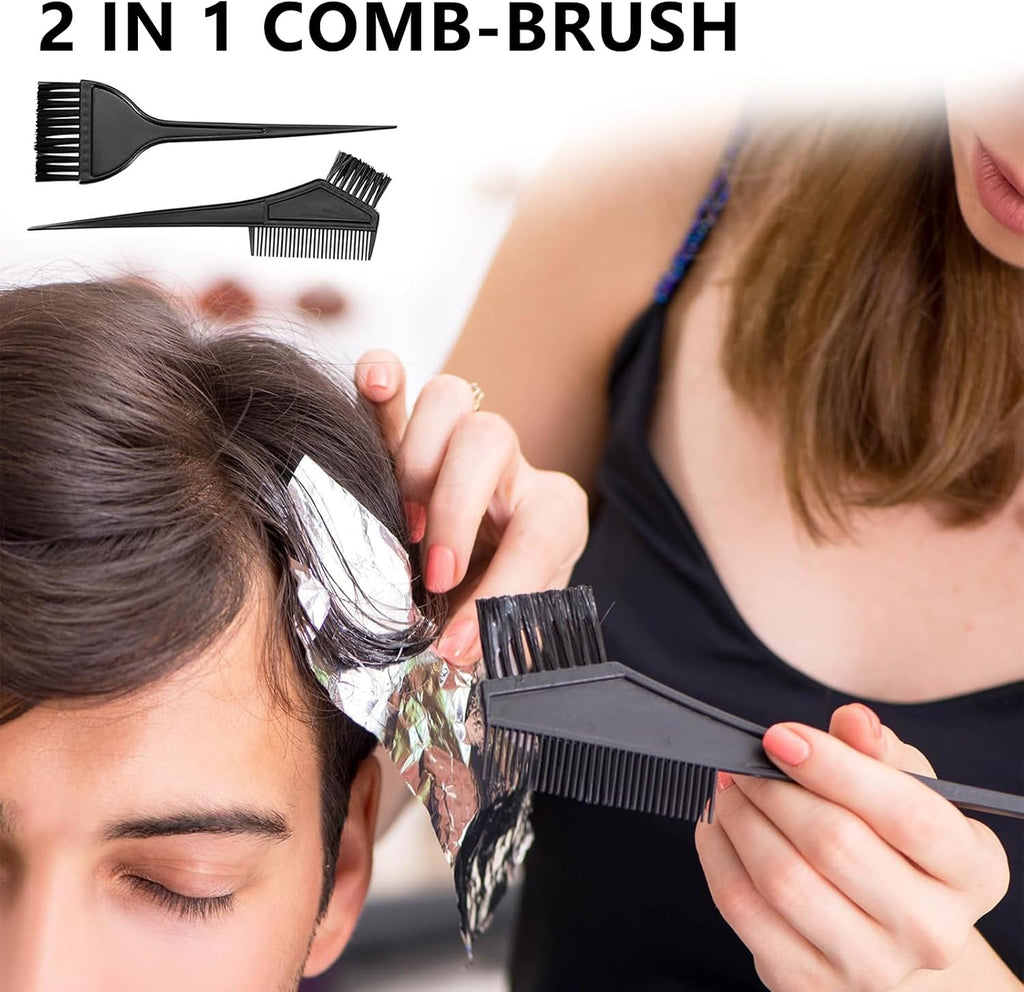 5er Set Haarfaerbepinsel mit Schale, Buerste, Kamm und Ohrenabdeckung