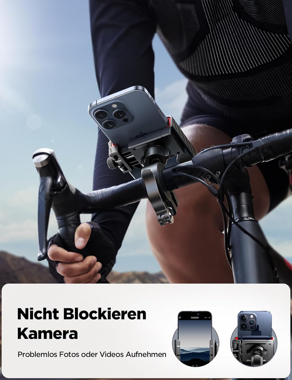 Fahrrad Handyhalterung mit Vibrationsdaempfer Schnellspanner universal