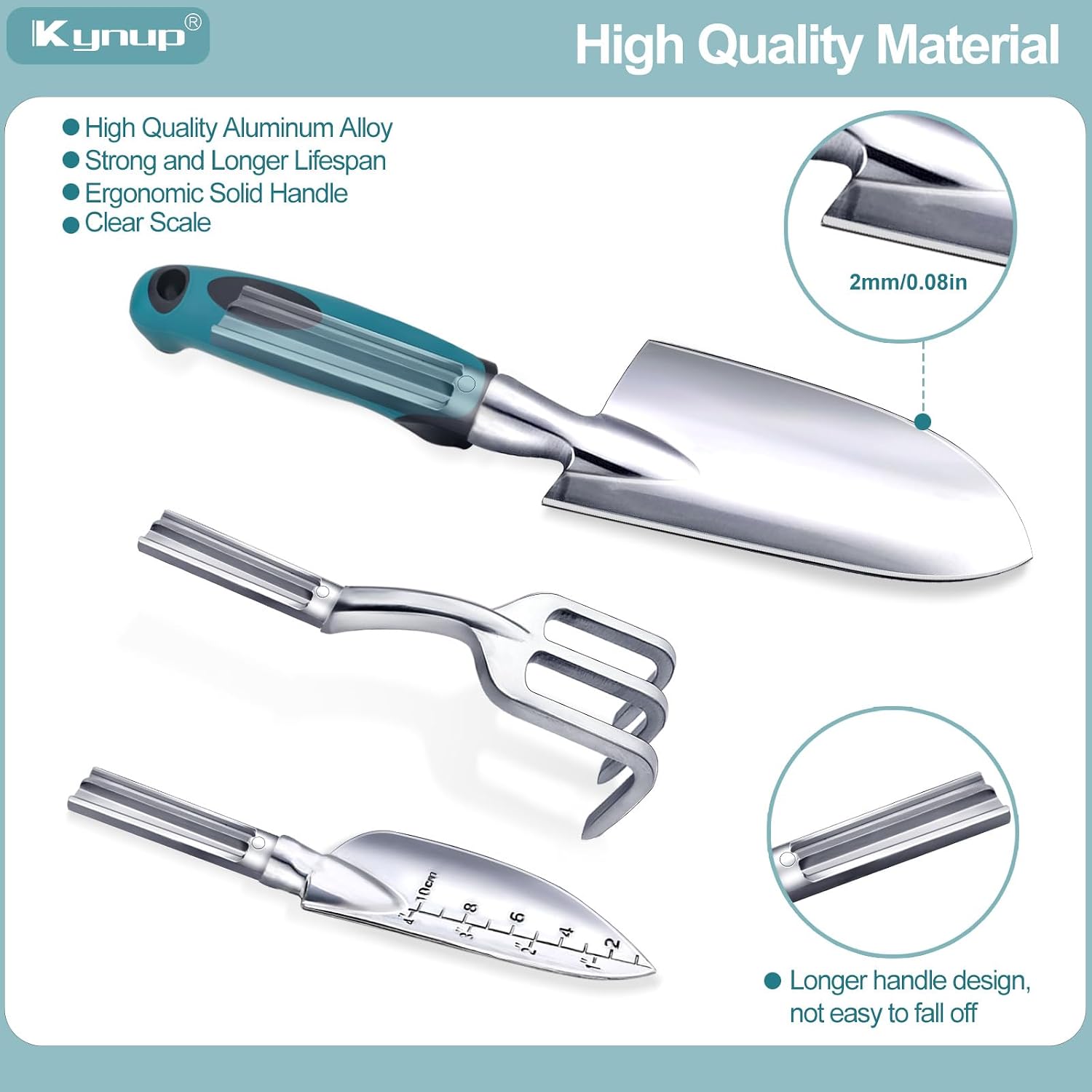 Kynup 7-teiliges Gartenwerkzeug-Set mit Tasche, ergonomische Griffe