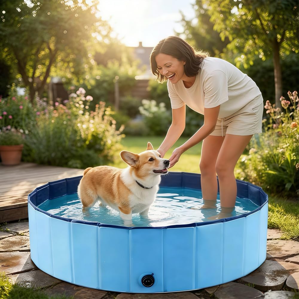 Hundepool faltbar 160x30 cm mit Ablaufloch rutschfest 3-lagig 100cm-160cm