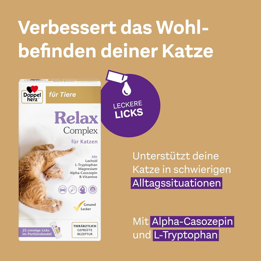 Doppelherz Relax Complex Katzen Licks mit Alpha‑Casozepin L‑Tryptophan