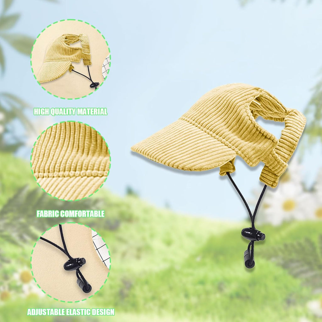 Hunde Baseballmütze verstellbar mit Ohrlöchern Sommerhut Gelb XL