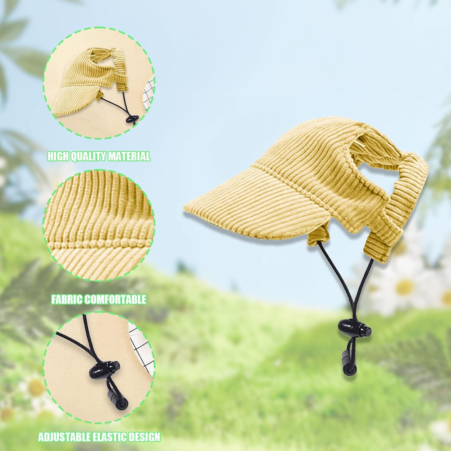 Hunde Baseballmütze verstellbar mit Ohrlöchern Sommerhut Gelb XL