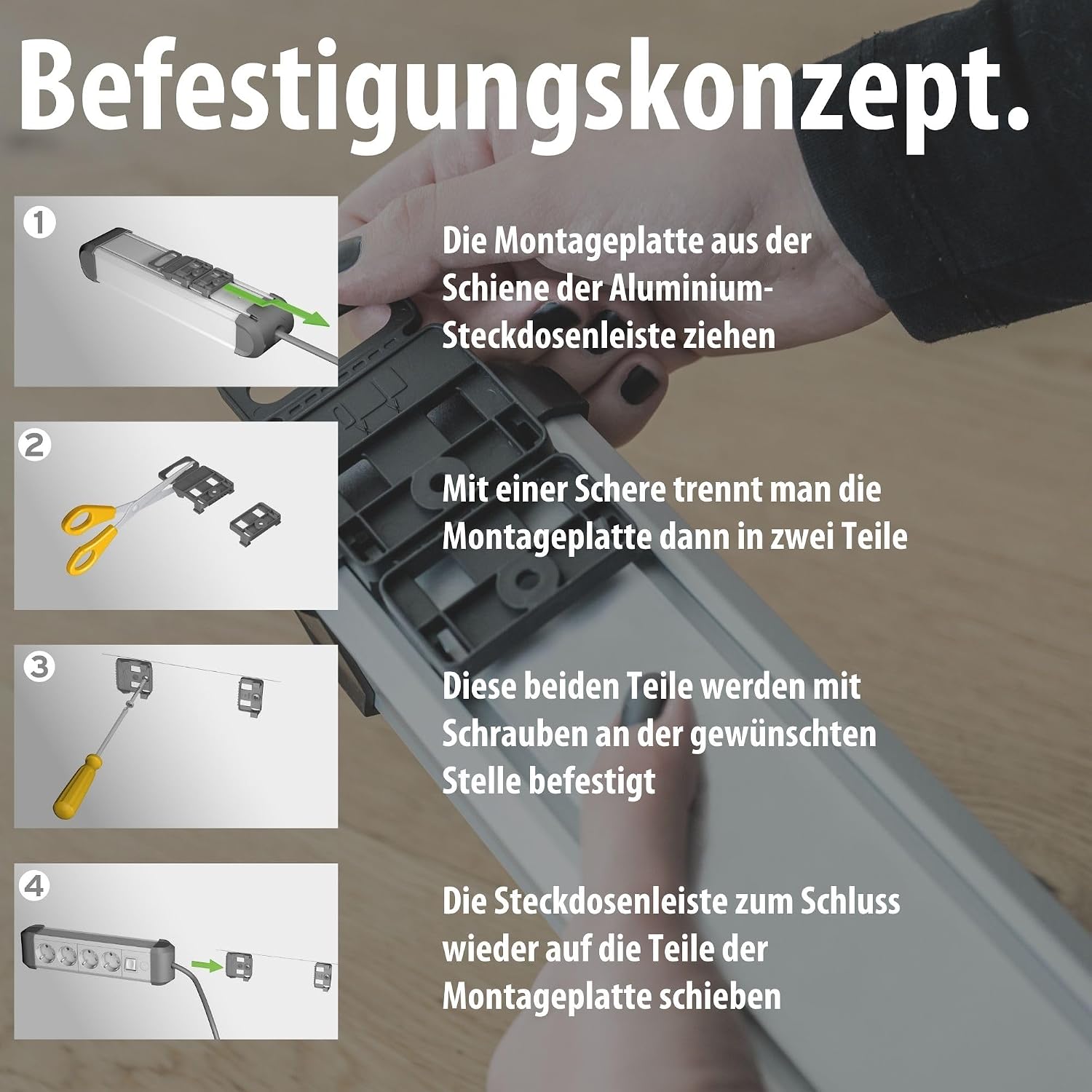 Brennenstuhl Aluminium Steckdosenleiste 6-fach mit Schalter 3 m Kabel