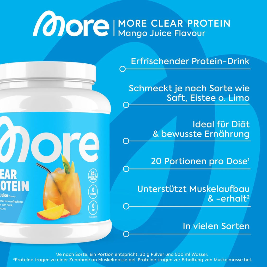 MORE Clear Protein Pfirsich Eistee Protein Drink Whey Isolat versch. Sorte