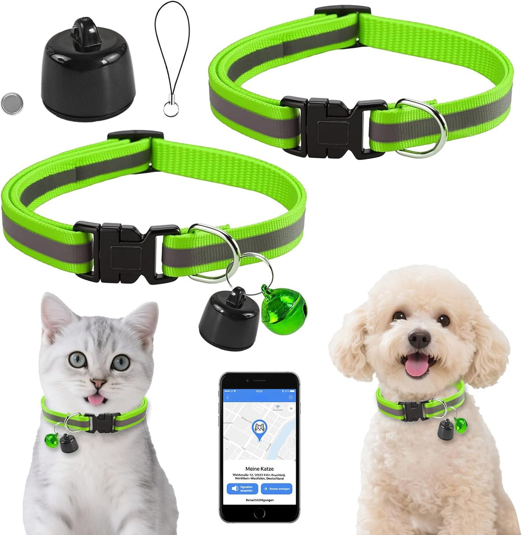 GPS Tracker fuer Katze und Hund Mini Halsband Tracker ohne Abo mit weltweiter Ortung