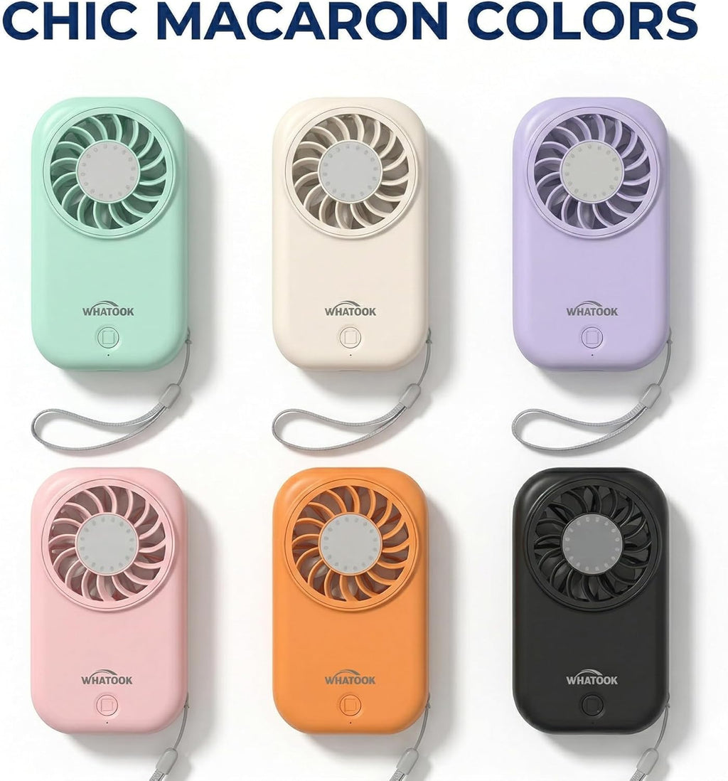 WHATOOK Mini Handventilator USB-C, 5 Geschwindigkeiten, 11000 U/min, Pink