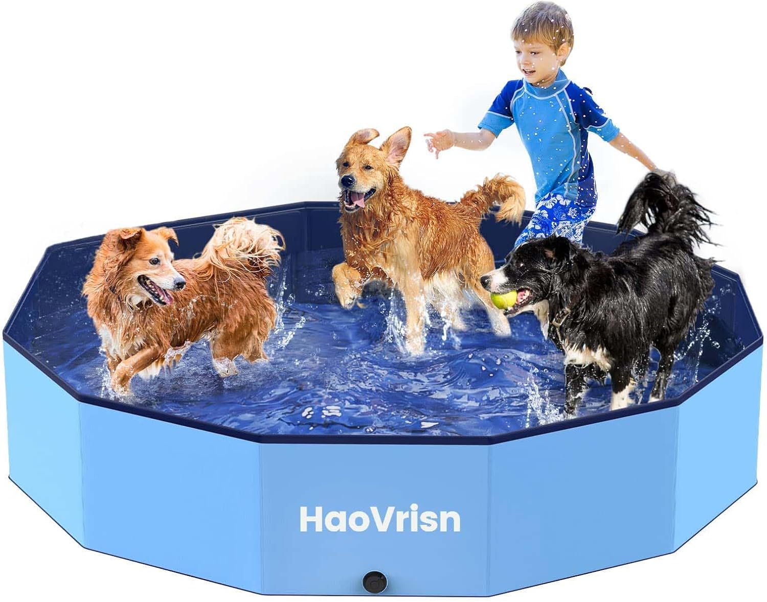HaoVrisn Hundepool faltbar 120×30 cm PVC rutschfest mit Flicken Ablassventil 20c