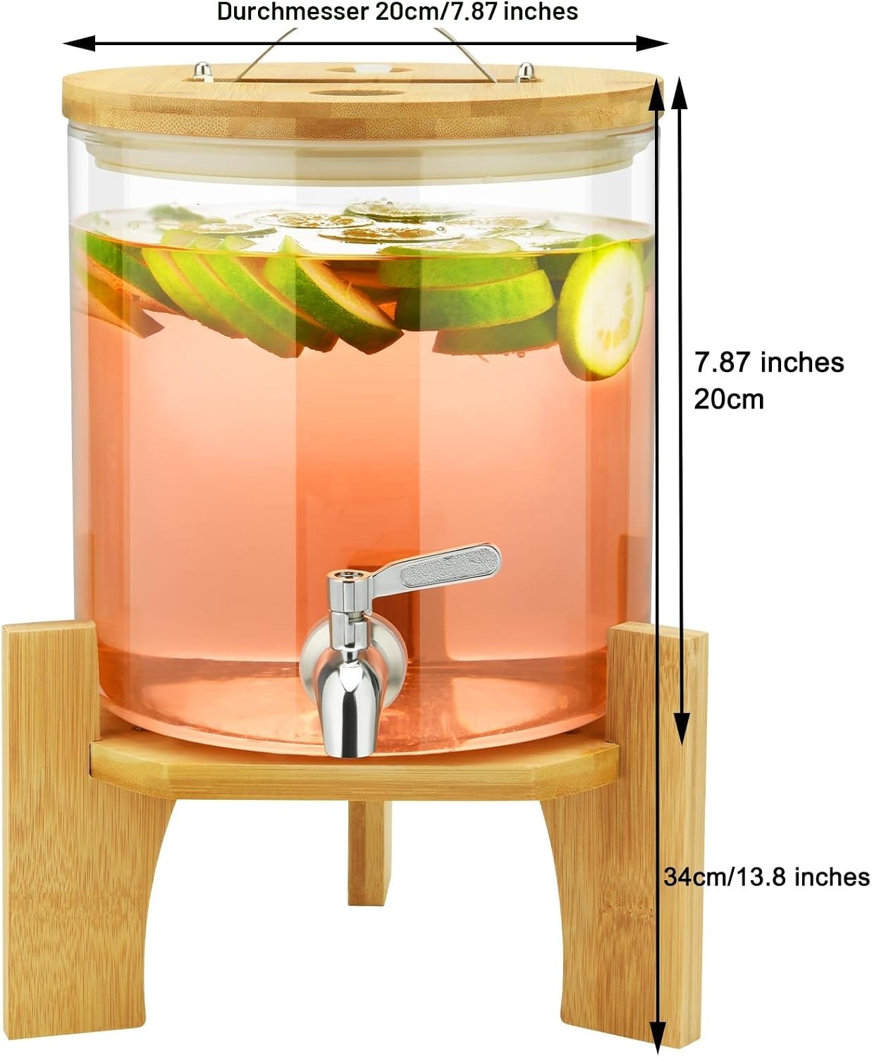 Hisredsun Getraenkespender Glas 2x4L mit Staender und Zapfhahn