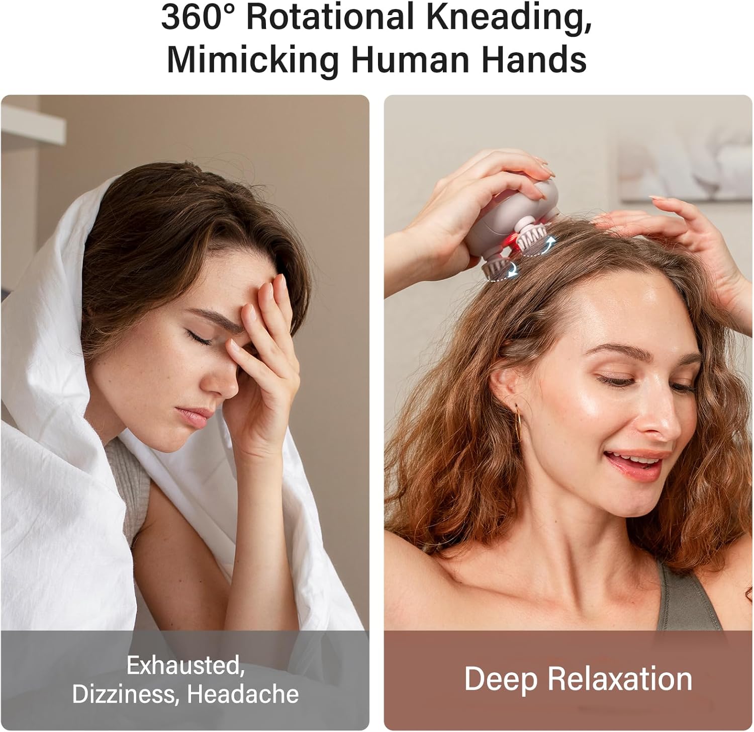 Arboleaf Kopf-Massagegeraet elektrisch IPX7 wasserdicht 8 Koepfe Gold