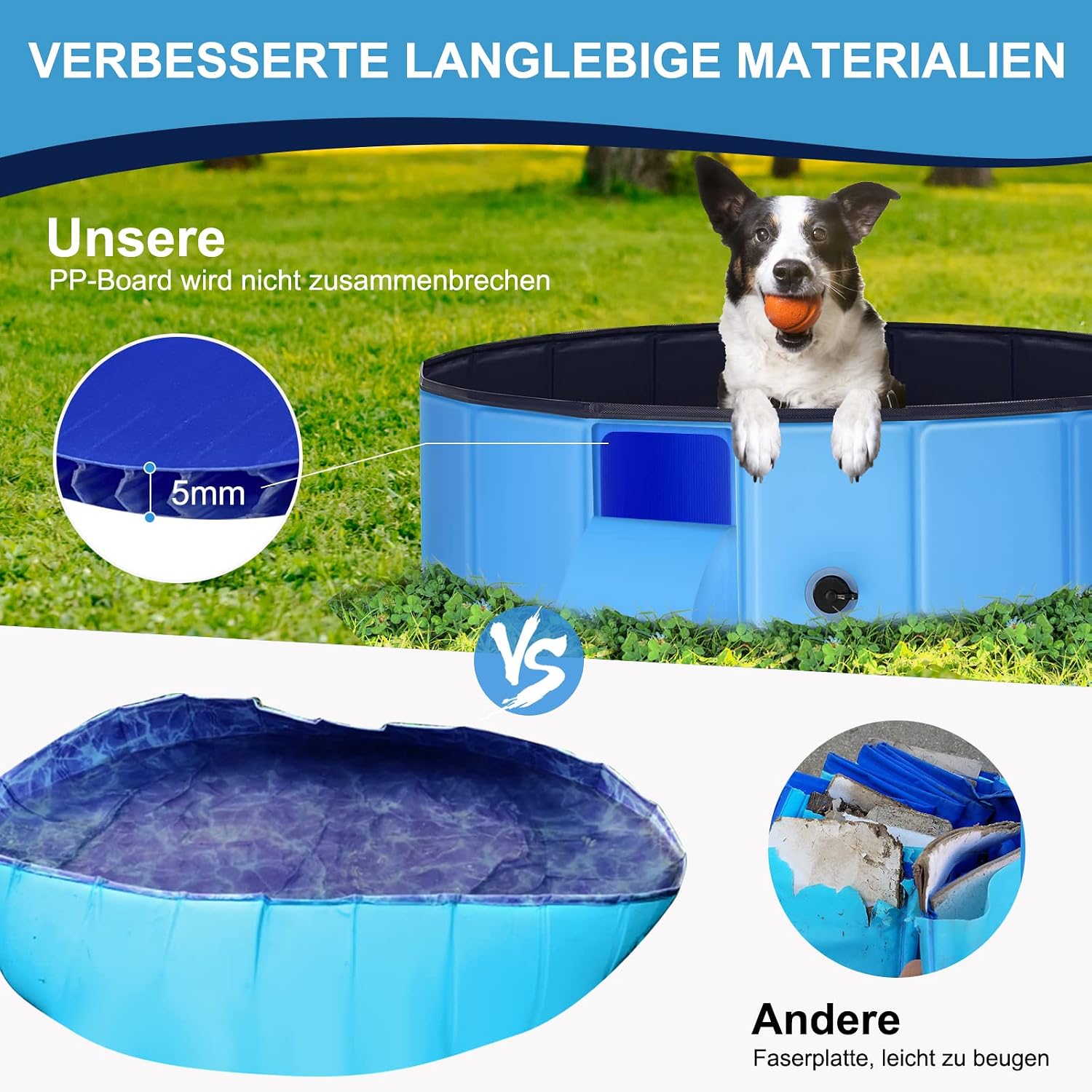 Faltbarer Hundepool 80×20 cm, rutschfestes verdicktes PVC Planschbecken