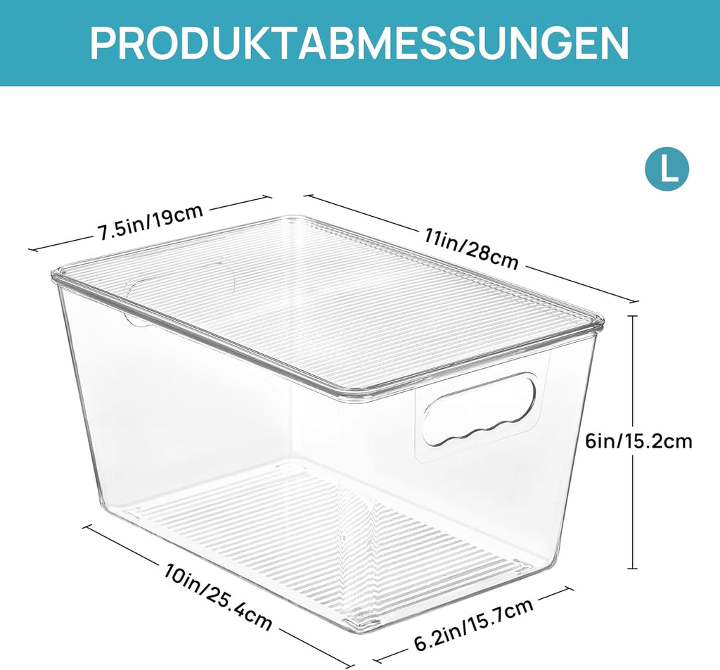 Aufbewahrungsbox Kunststoff mit Deckel 6er Set stapelbar Organizer