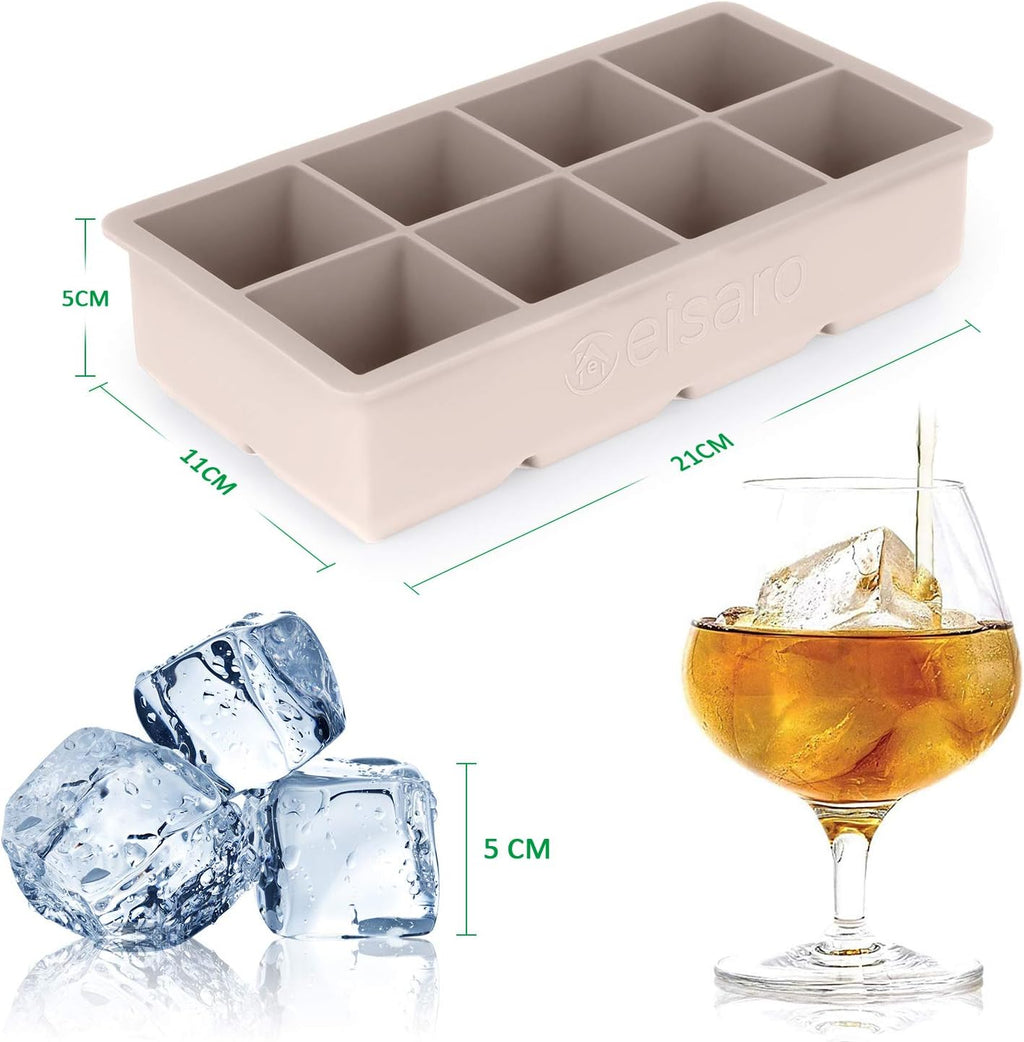 Eiswuerfelform Silikon 2er Set 5 cm mit Deckel BPA-frei schwarz