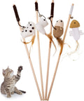 4x Katzenangel Spielzeug Feder Maus Fisch Vogel Set