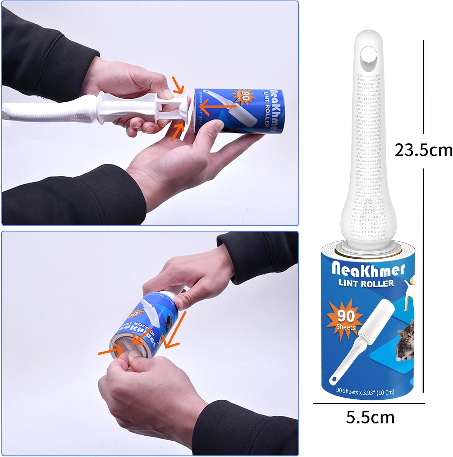Fusselroller Tierhaare 540 Blatt extra klebend Tragbarer Fusselentferner