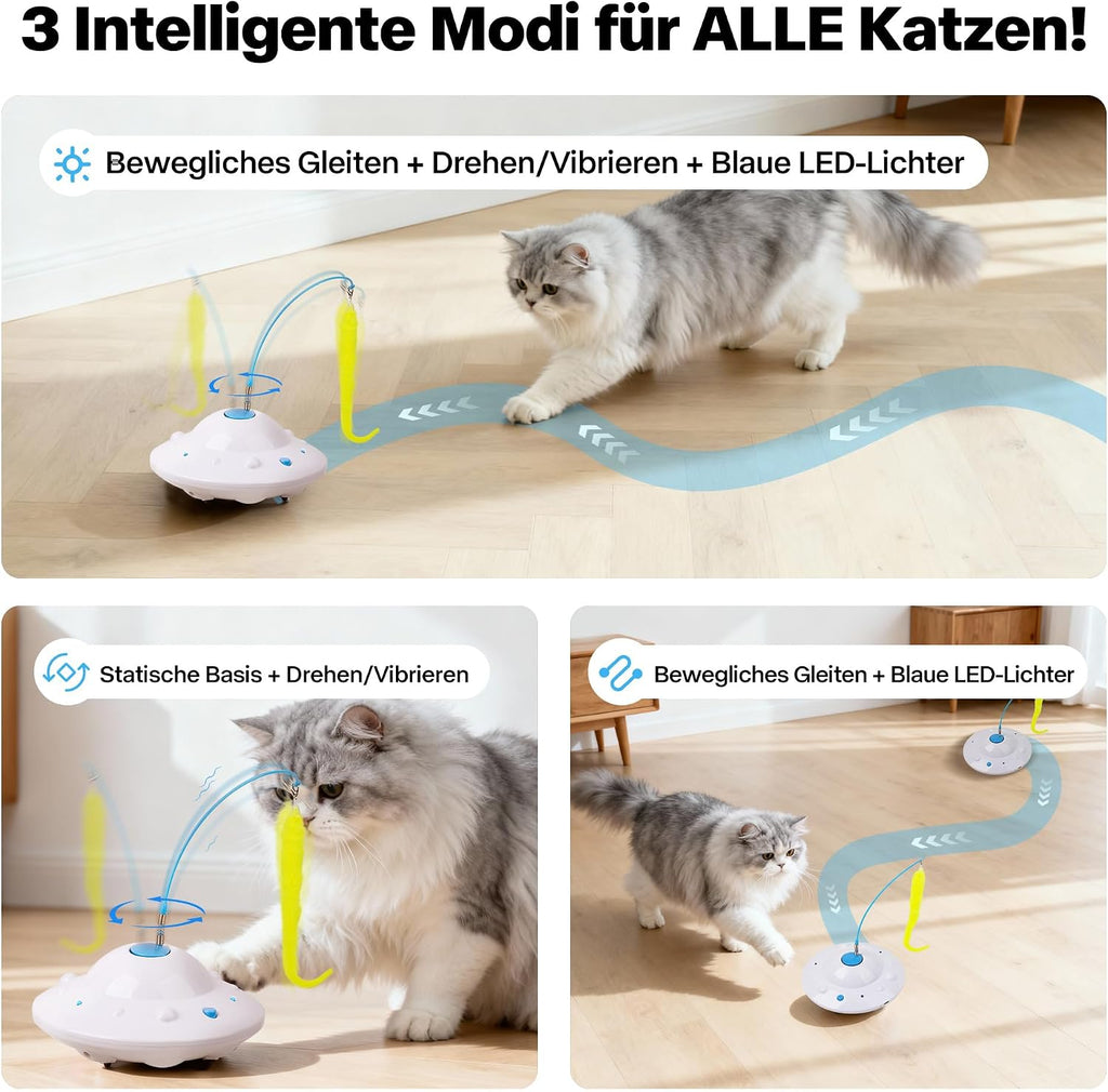 Interaktives Katzen-Spielzeug UFO mit Katzenangel USB Ladefunktion