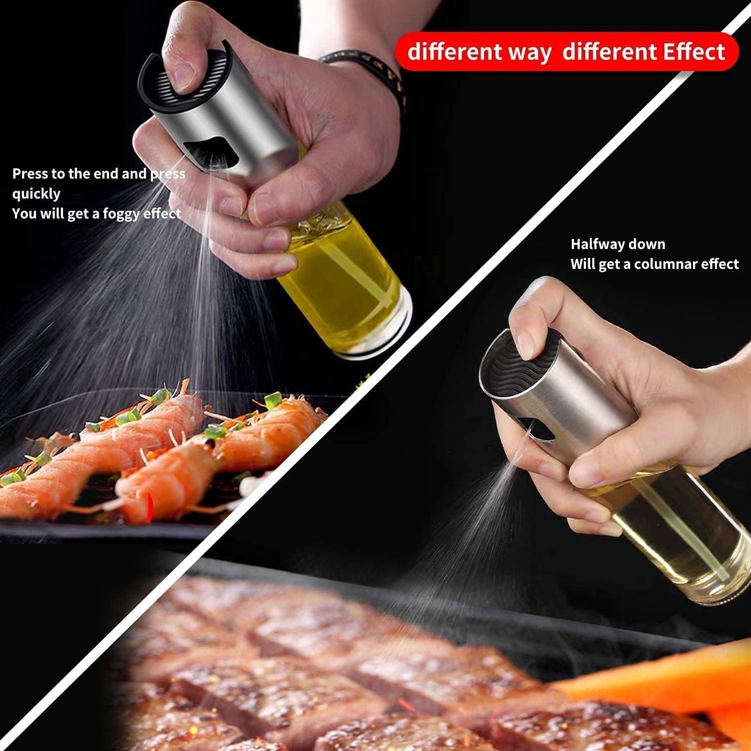 2er Set Glas Spruehflaschen fuer Oel und Essig Kueche BBQ