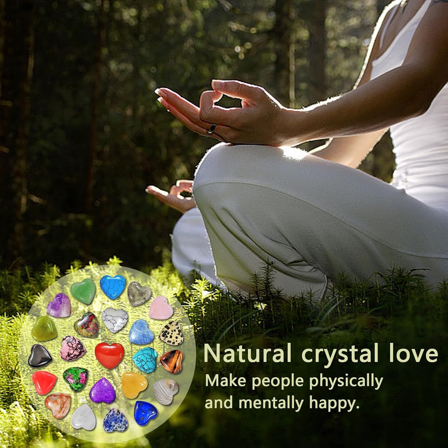 24er Set Herz Kristallsteine bunt Meditation Reiki Chakra Heilsteine