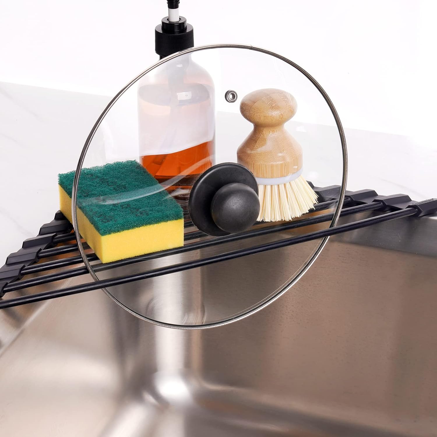 Edelstahl dreieckiges Abtropfgestell mit Silikon Kuechen Organizer platzsparend