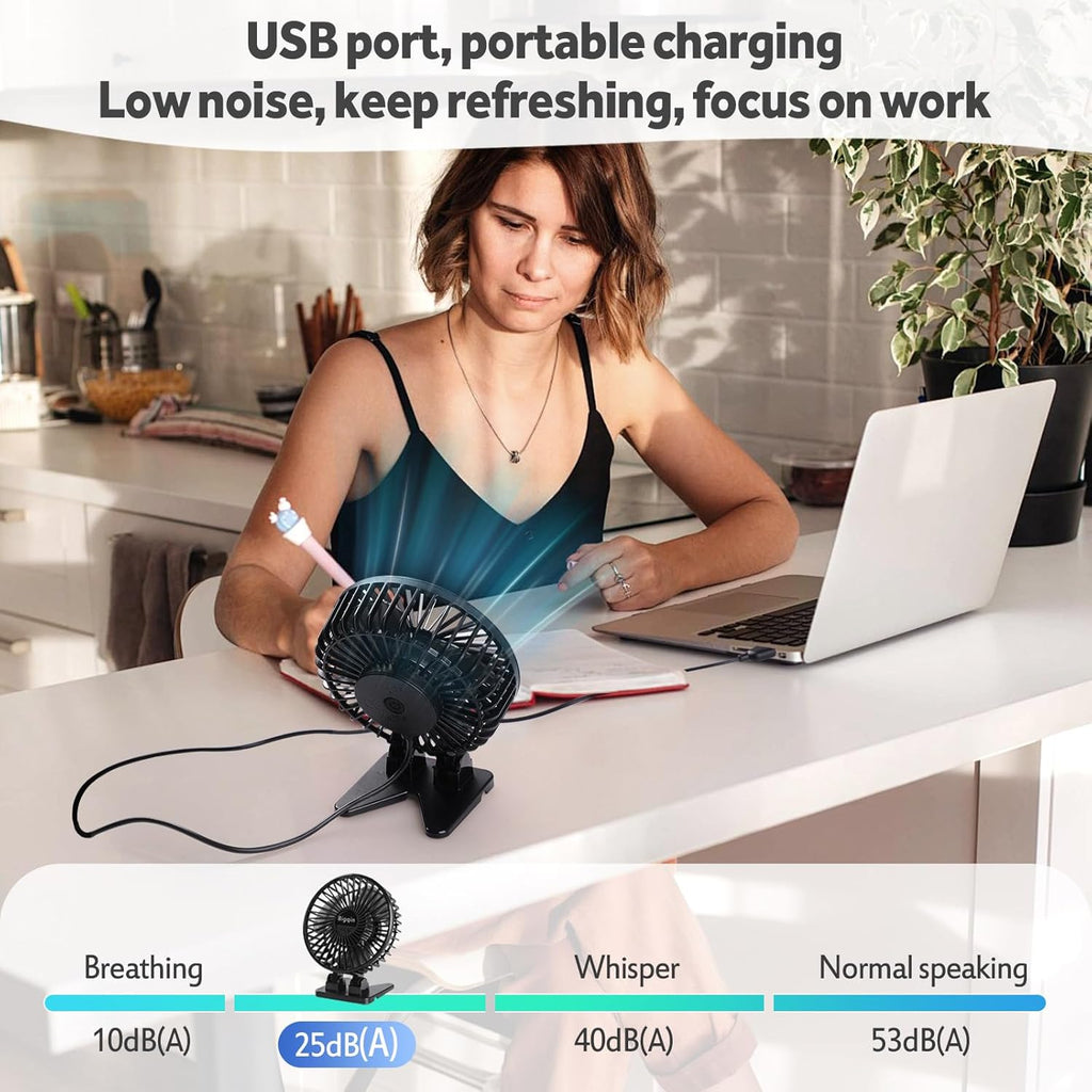 Mini USB Tischventilator 3 Geschwindigkeiten tragbarer Luefter schwarz