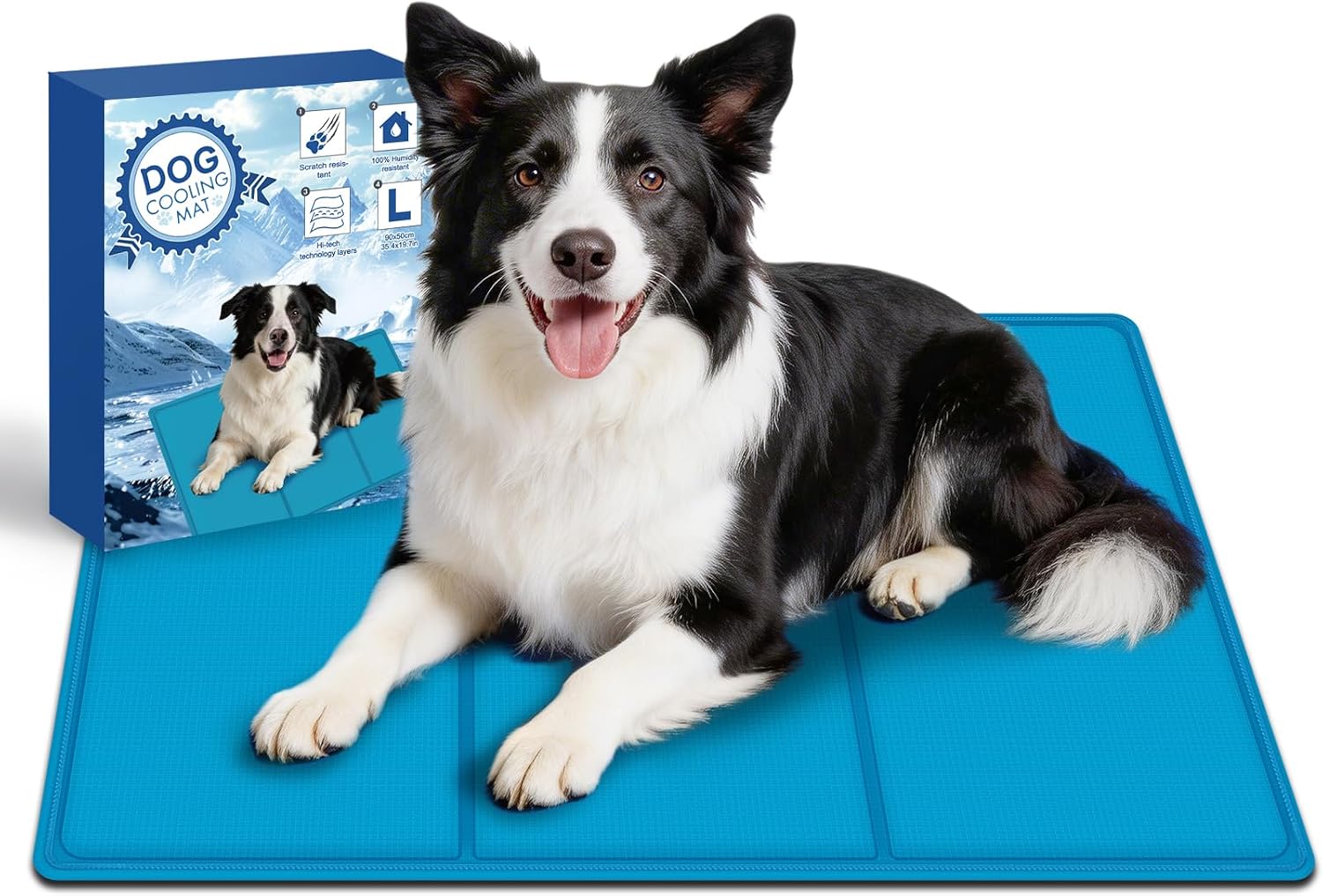 Kuehlmatte fuer Hunde und Katzen 90x50 cm selbstkuehlend kratzfest mit Gel
