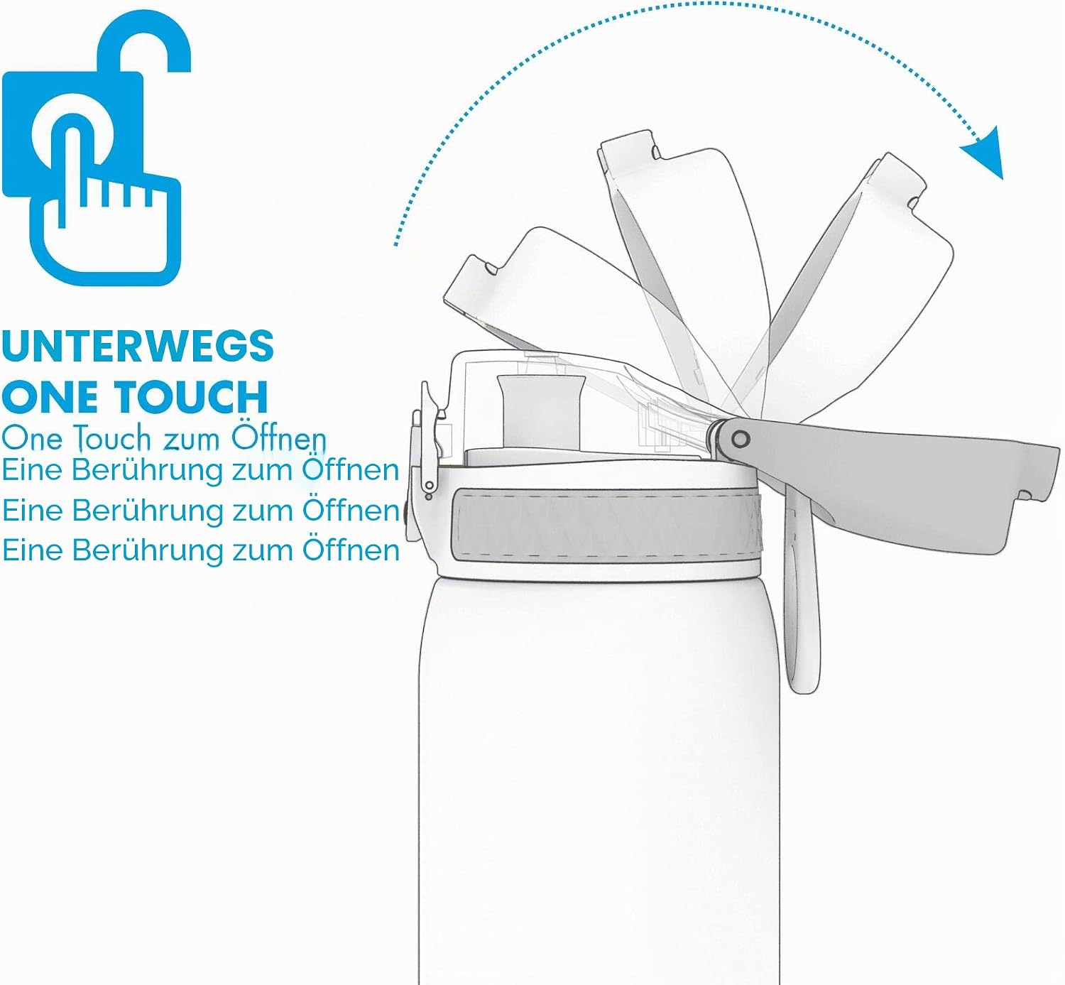 Ion8 Kinder Trinkflasche Edelstahl auslaufsicher Einhand Klappdeckel
