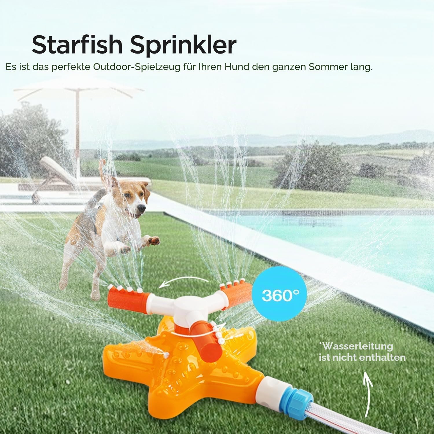 All For Paws Chill-Out Hundewasser-Sprinkler 360° Drehung Garten Spielzeug