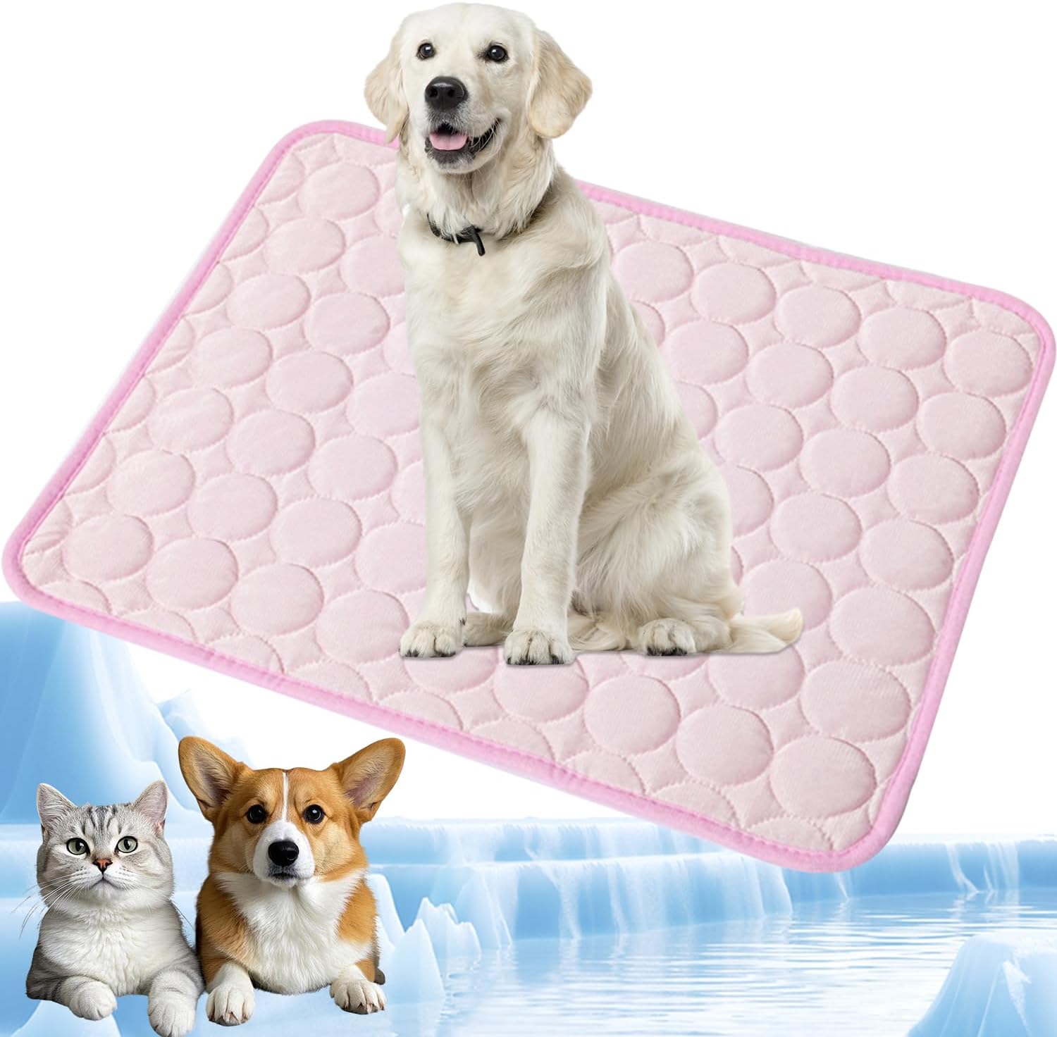 YXHZVON Kuehlmatte fuer Hunde 70x55 cm L waschbar selbstkuehlend Rosa