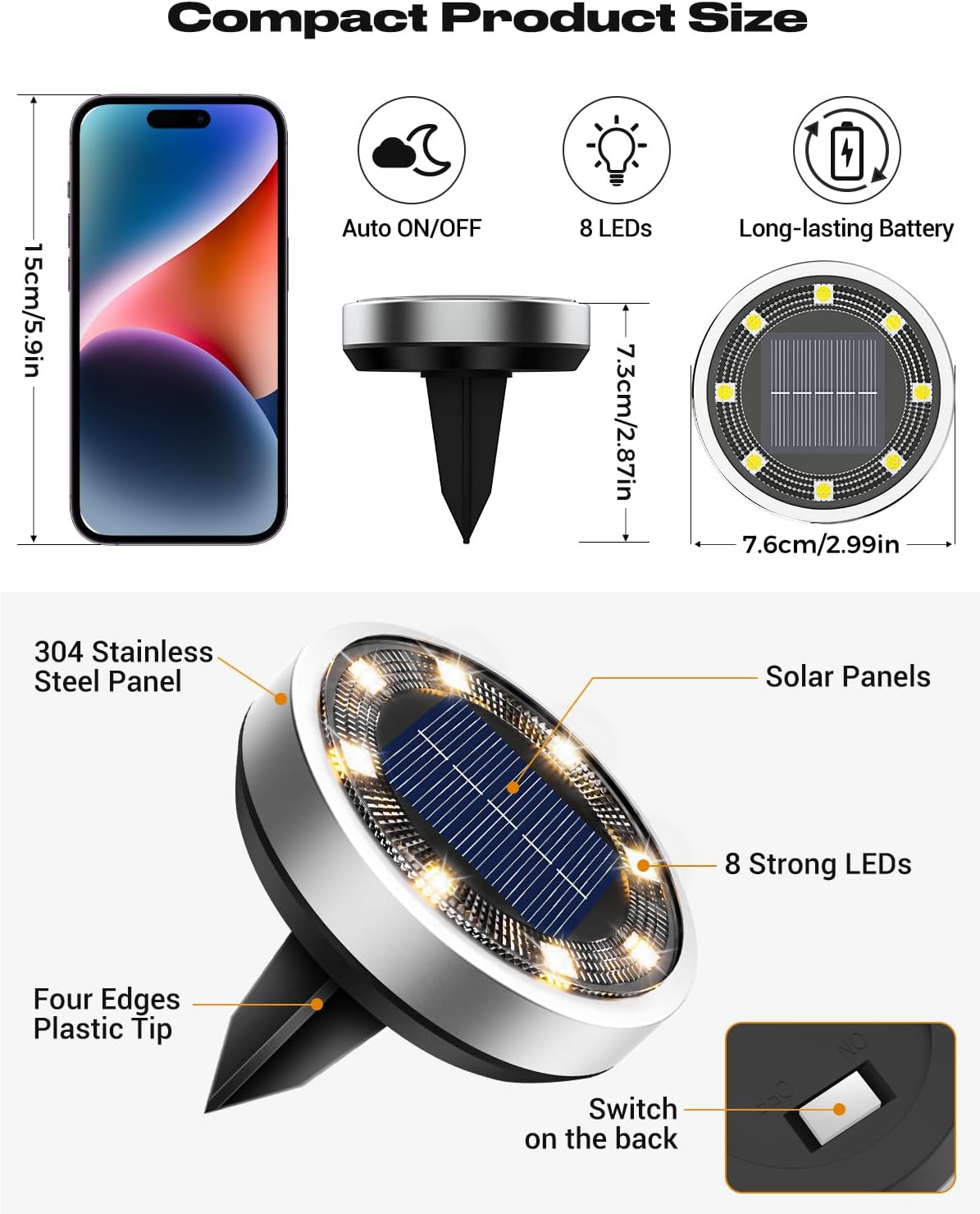 btfarm 10er Solar Bodenleuchten aussen 8 LED wasserdicht warmweiss Garten Weg