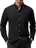 Siliteelon Herren Oxford Hemd Langarm 100% Baumwolle buegelfrei S-5XL