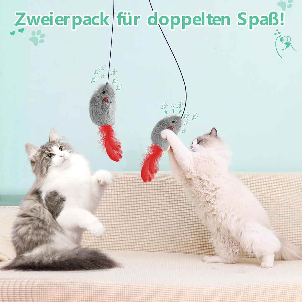 2x Katzenspielzeug Türrahmen Maus mit Feder interaktiv ohne Batterie