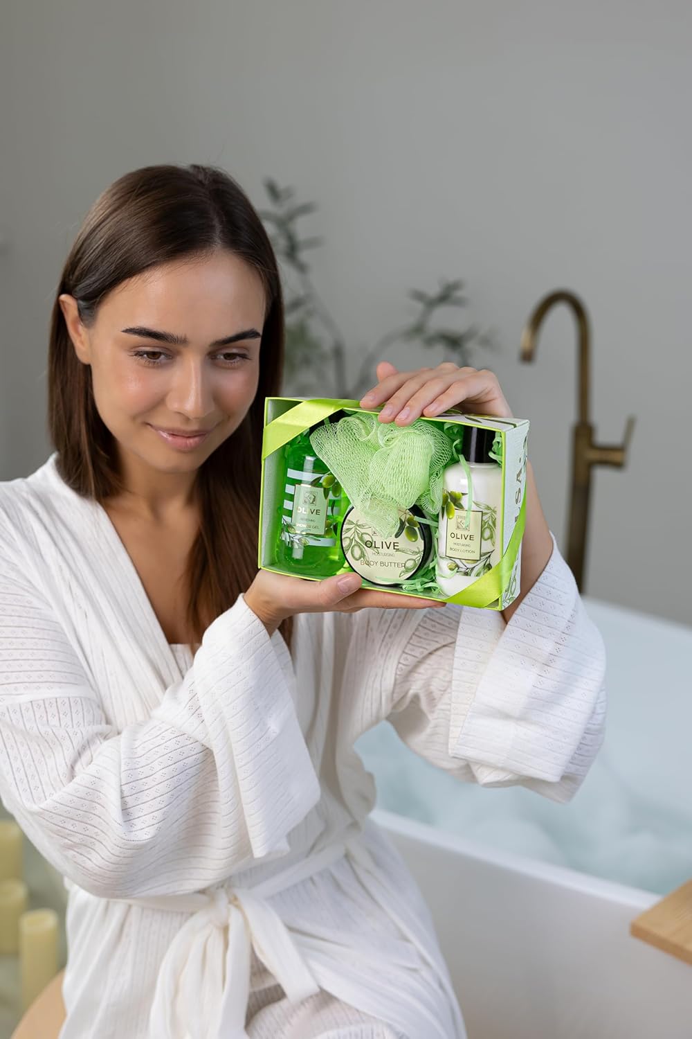 Accentra Duschset Olive 4-teilig Damen Geschenkbox Wellnesspflege