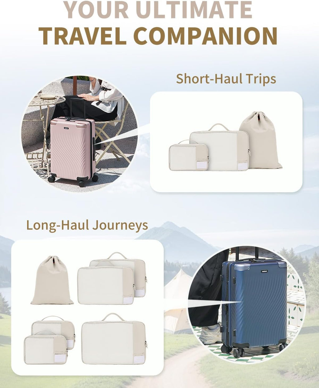 6er Kompressions Packing Cubes Koffer Organizer Reise Set Gruen