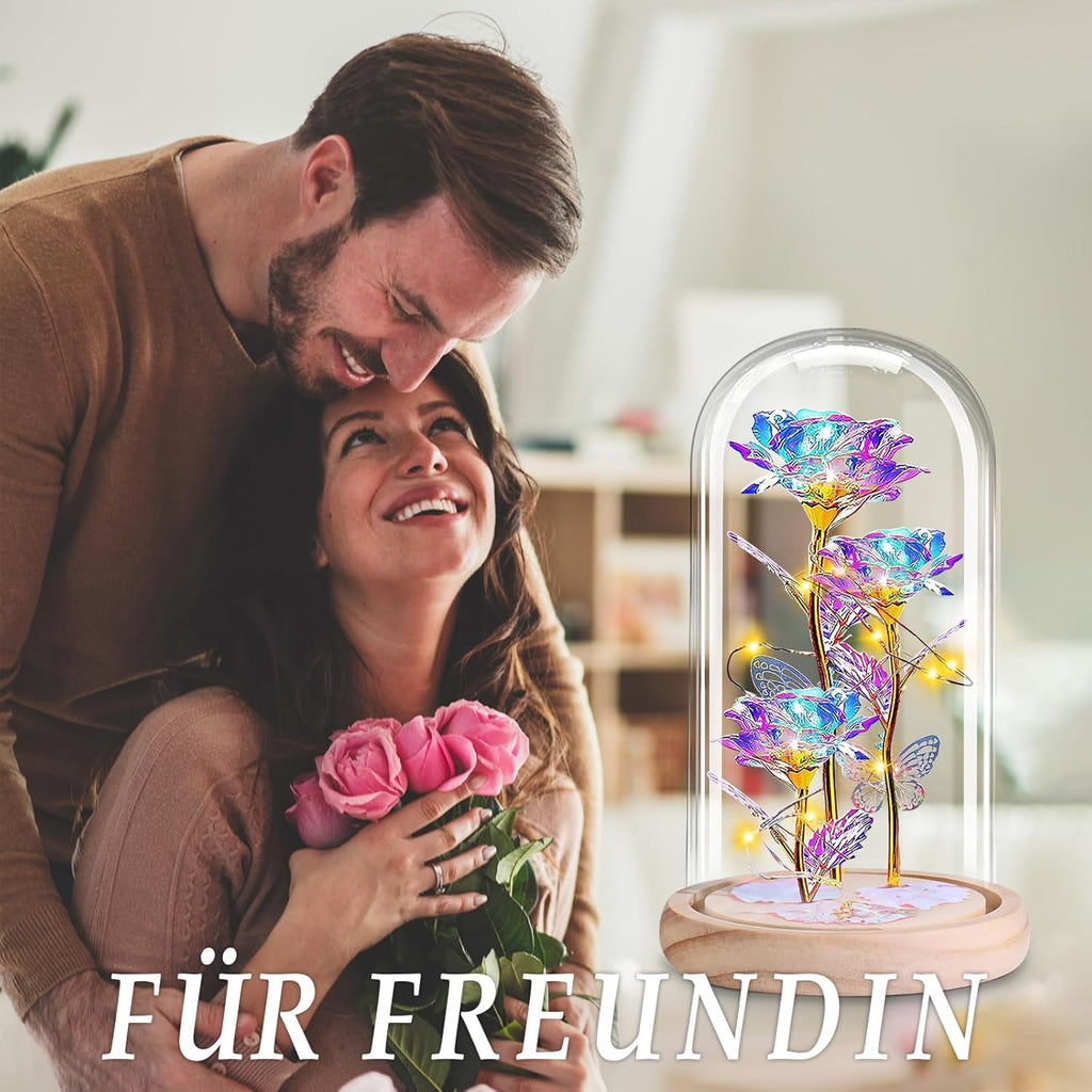 Ewige Rose im Glas Geschenk fuer Frau Freundin Hochzeitstag Dekoration
