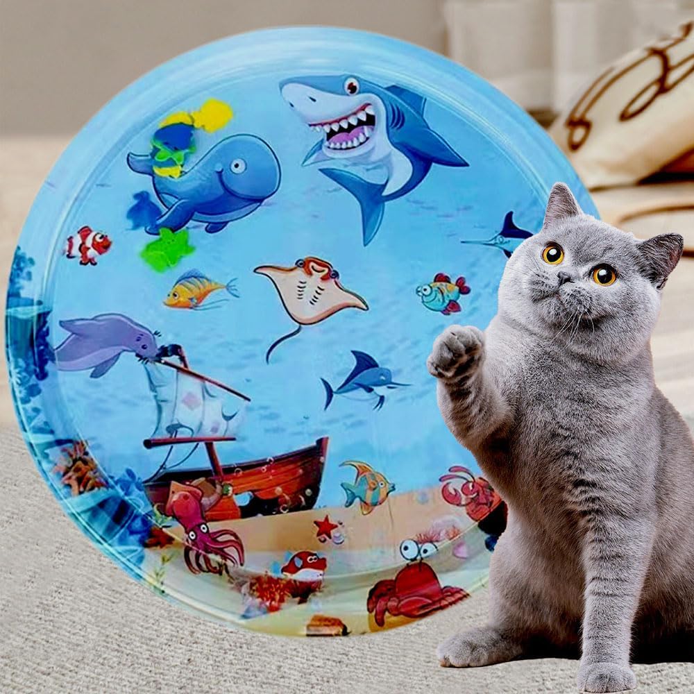 Haifisch Wasserspielmatte Ø65 cm verdickt fuer Katzen und kleine Hunde