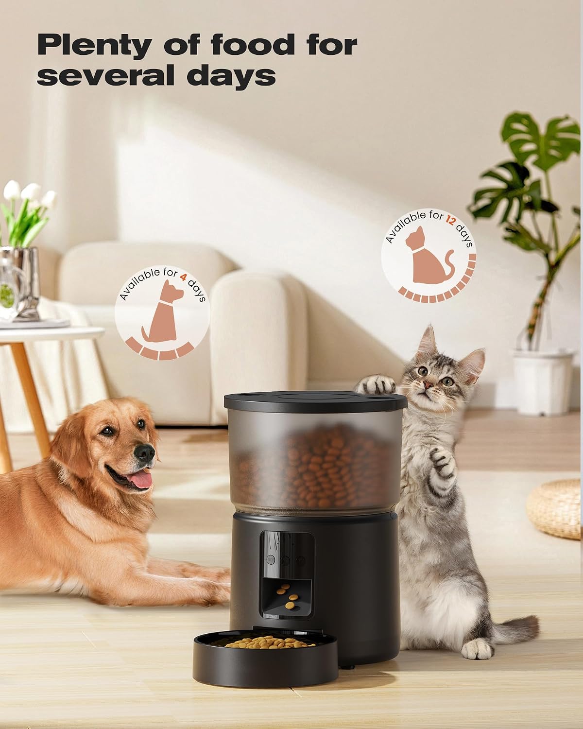 SOOFPET Futterautomat fuer Katzen und Hunde WLAN Schwarz automatisch