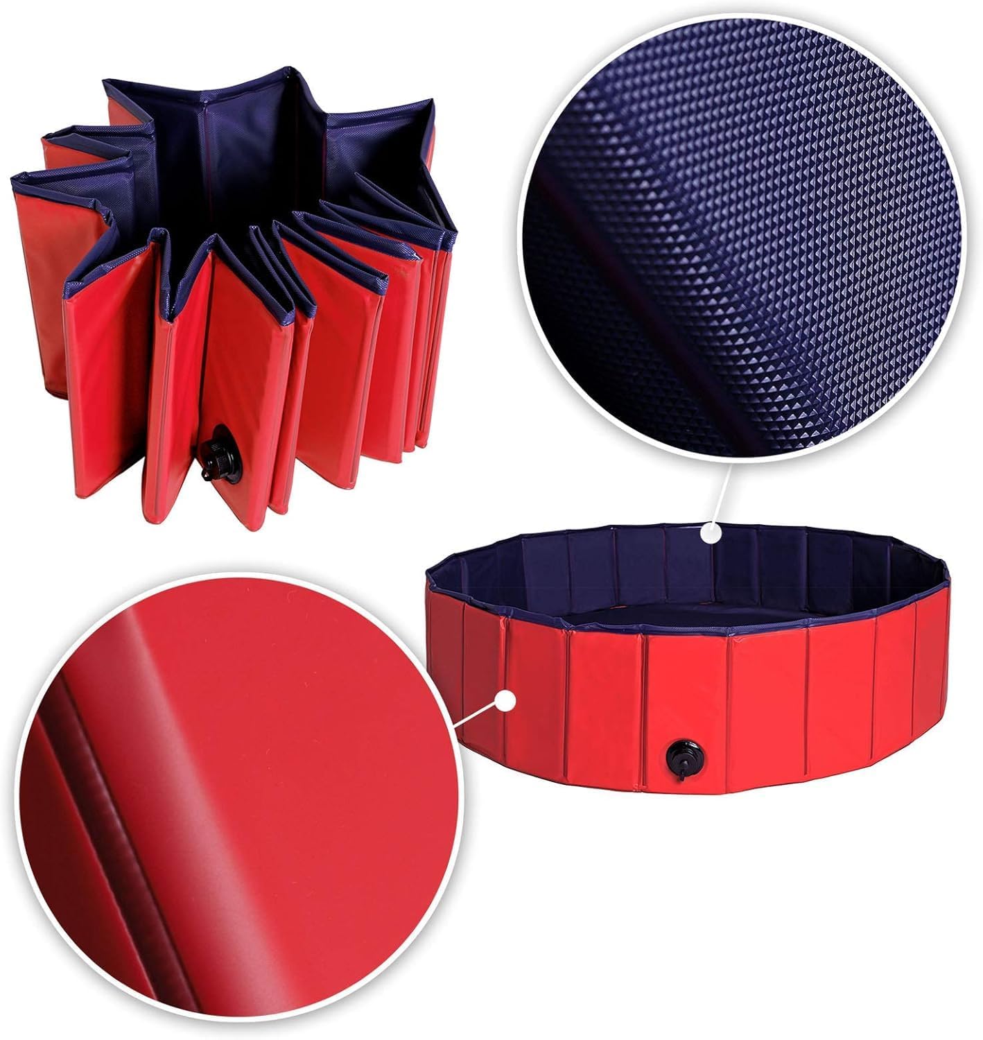 lionto faltbarer Hundepool Ø 80 cm Hoehe 20 cm PVC kratzfest Anti-Rutsch 80cm-120