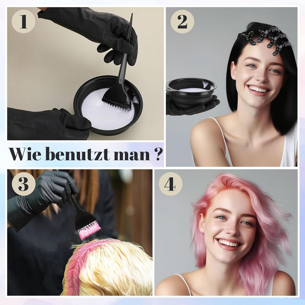 13-teiliges Haarfaerbe-Set Pinsel Kamm Mischschale Handschuhe Buerste DIY