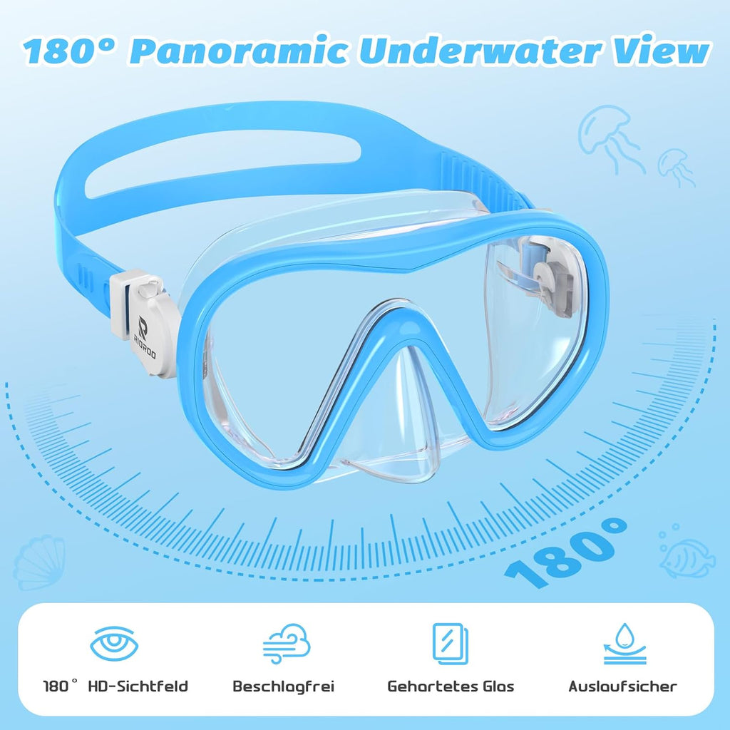 Kinder Schwimmbrille 180° Panorama Taucherbrille Anti-Beschlag Auslaufsicher