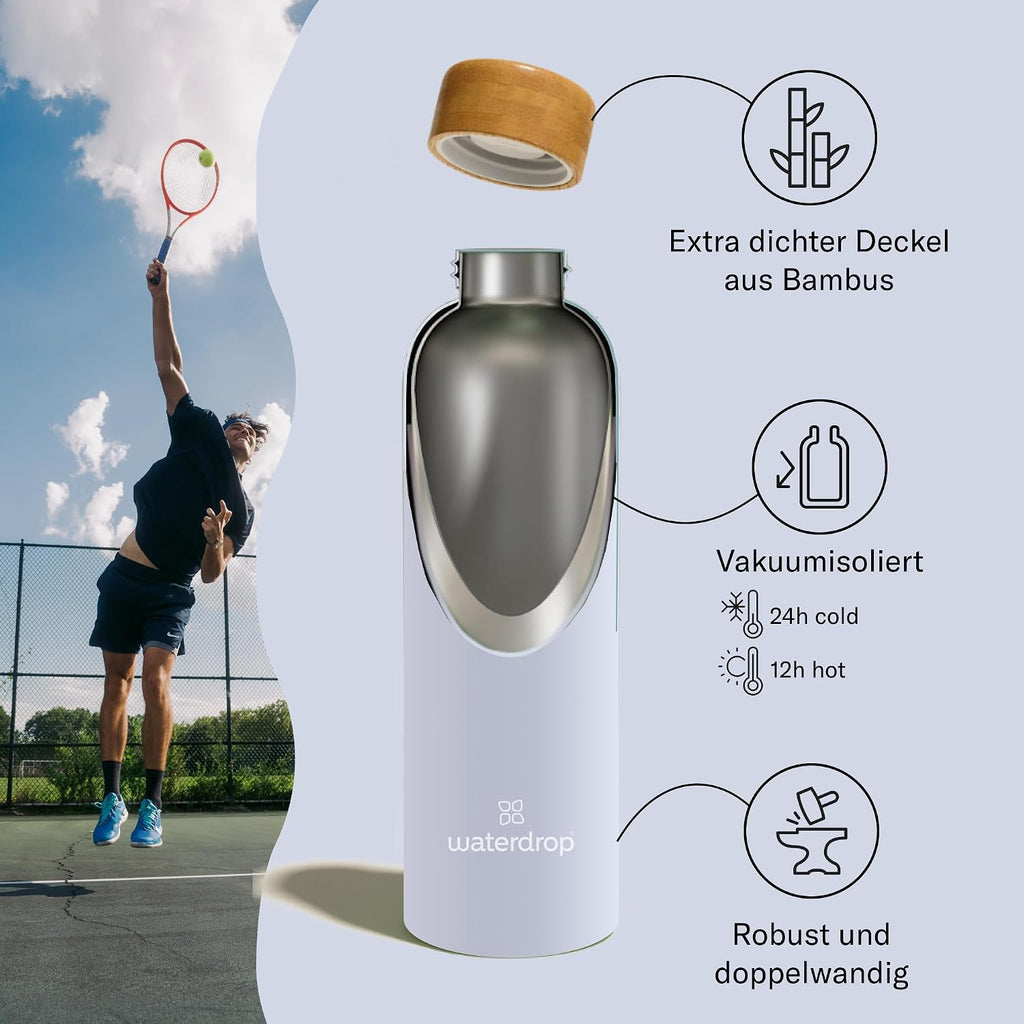 Waterdrop Edelstahl Trinkflasche BPA-frei auslaufsicher Thermoskanne