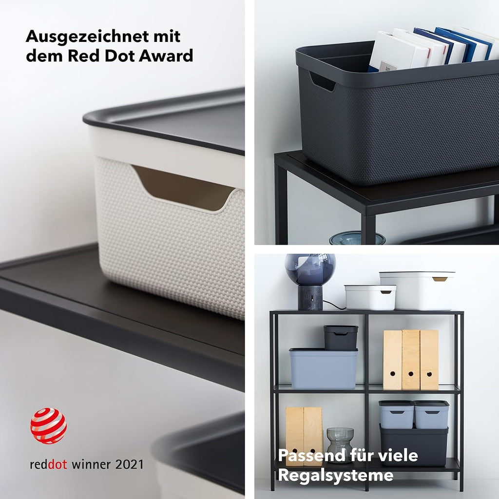 Jive Aufbewahrungsbox 3er Set mit Deckel Kunststoff Gruen Anthrazit