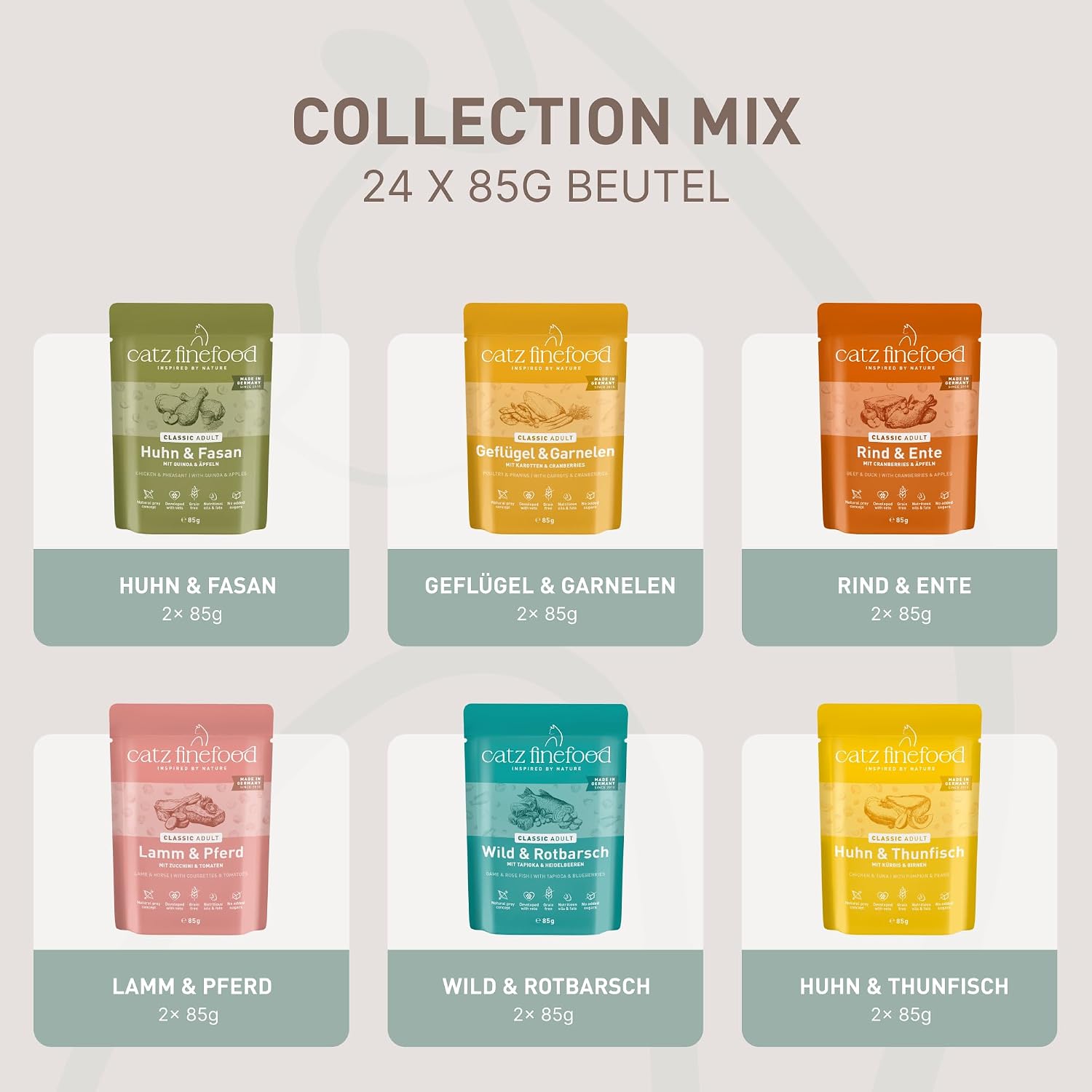 catz finefood Classic Collection Katzenfutter nass 24x85g Beutel ohne Getreide