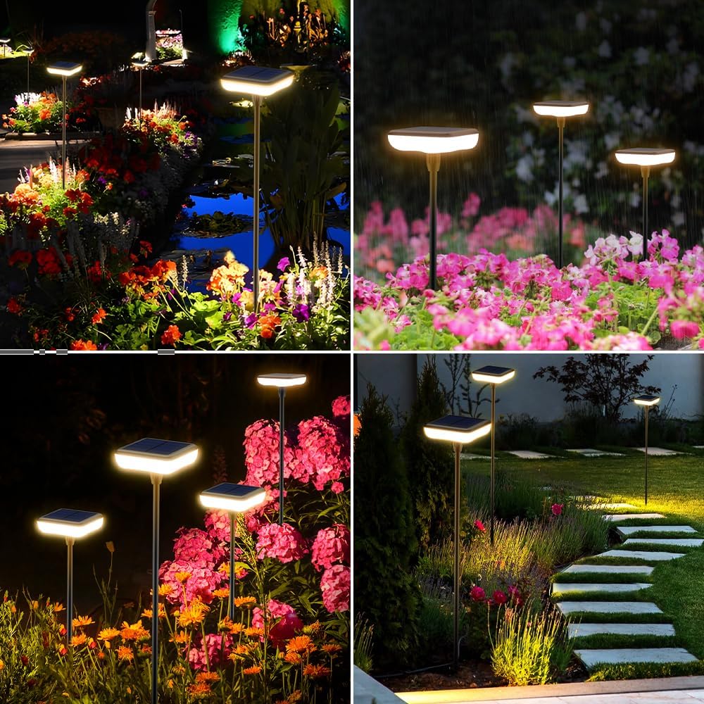 4er LED Solarlampen fuer Garten Aussen IP65 34 lm Warmweiss 1000mAh Wasserdicht