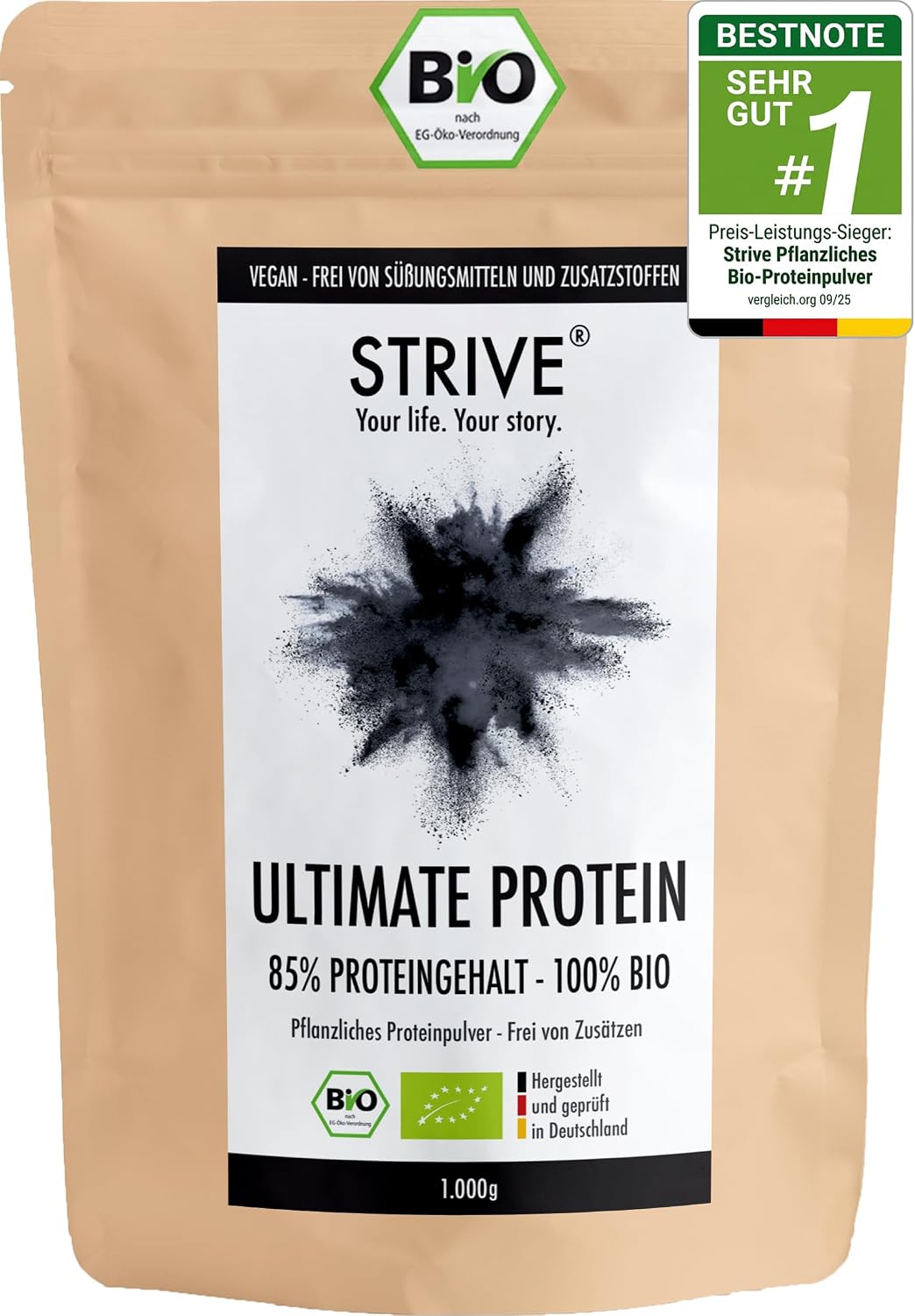 Ultimate Protein Bio Vegan Eiweisspulver 1 kg 85% Protein ohne Zucker