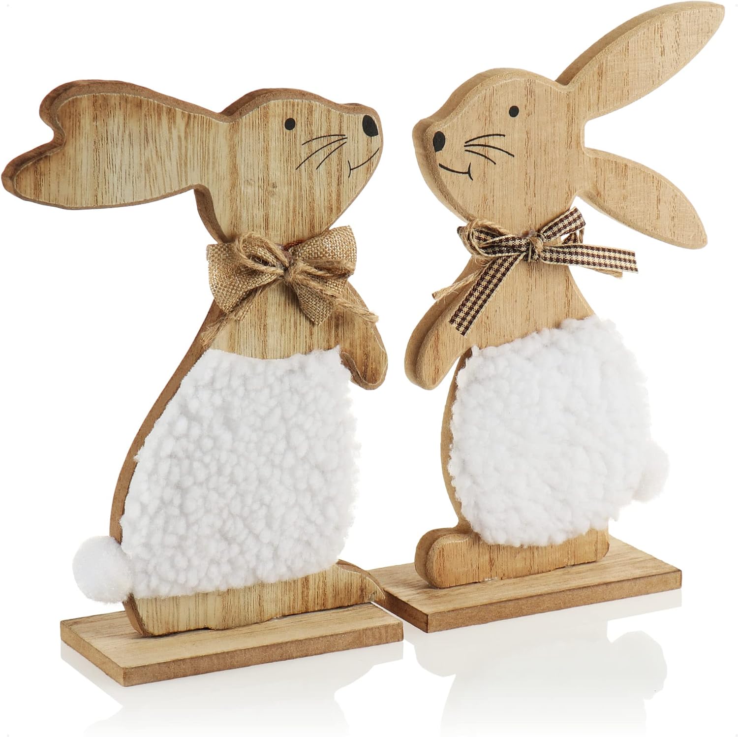 Osterhase Holz Aufsteller 2er Set Deko mit Schleife Fruehling Deko