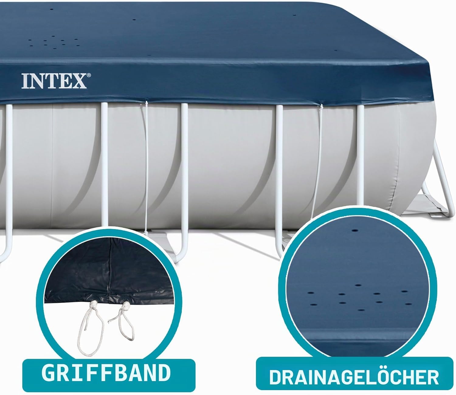Intex Abdeckplane rechteckig 389 x 184 cm fuer Frame Pool Winter Sommer