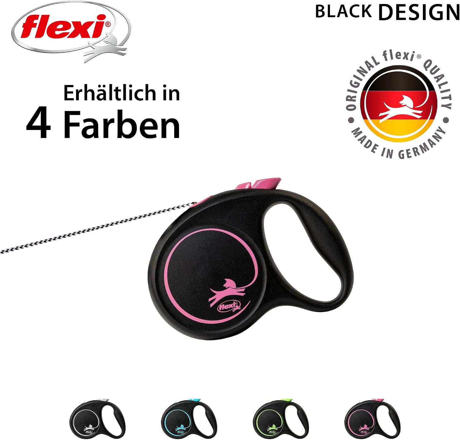 flexi Black Design S Roll-Leine 5 m schwarz/blau Hund bis 3m-5m