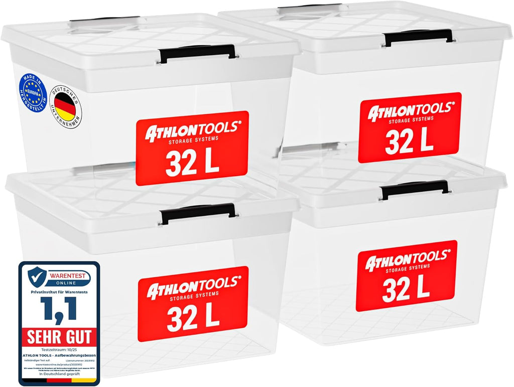 Athlon Tools Aufbewahrungsboxen 4er Set mit Deckel lebensmittelecht -80