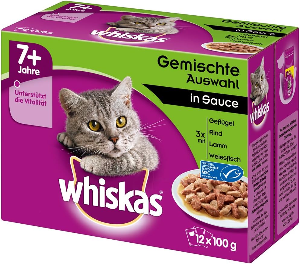 Whiskas Senior 11+ Nassfutter Gefluegel 12x85g (48 Beutel) verschiedene Sorten 10